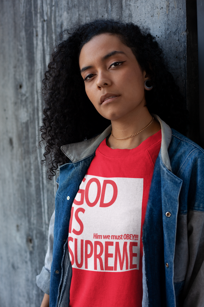 God is Supreme Red Box / Black Christian T-shirt – God Is Supreme