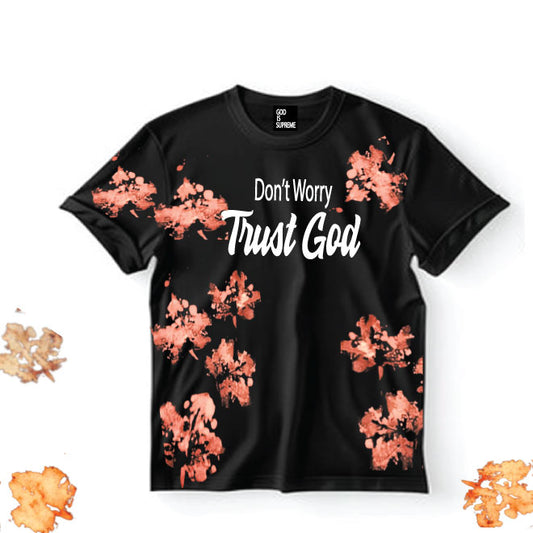 Don't Worry  Trust God Fall Leaves / Black  Christian T-shirt