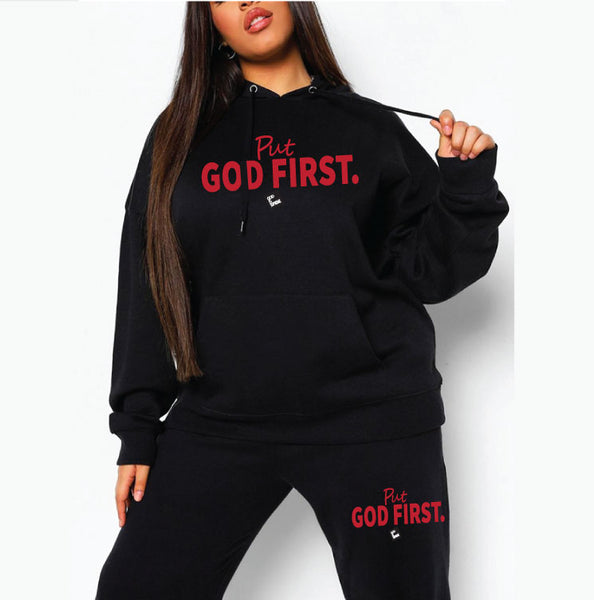 God First Hoodie - Black on Black – Red Letter Clothing