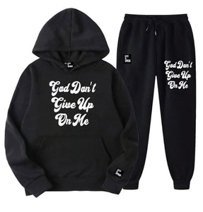 God Don't Give Up On Me Yet/ White Design,  Navy or  Black Hoodie Jogger Set