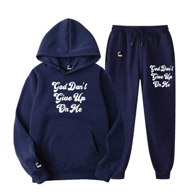 God Don't Give Up On Me Yet/ White Design,  Navy or  Black Hoodie Jogger Set