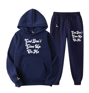 God Don't Give Up On Me Yet/ White Design,  Navy or  Black Hoodie Jogger Set