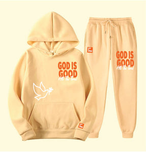 God is Good / Orange Design/ Sand Cream Hoodie