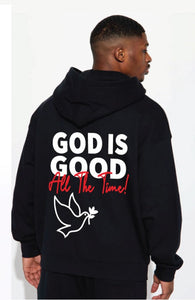 God is Good All the The Time/White, Red and Black Hoodie Joggers Set