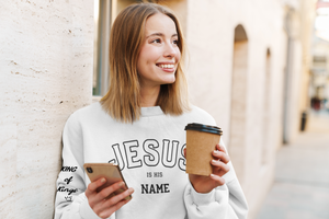 Jesus is His Name White Long Sleeves Sweatshirt