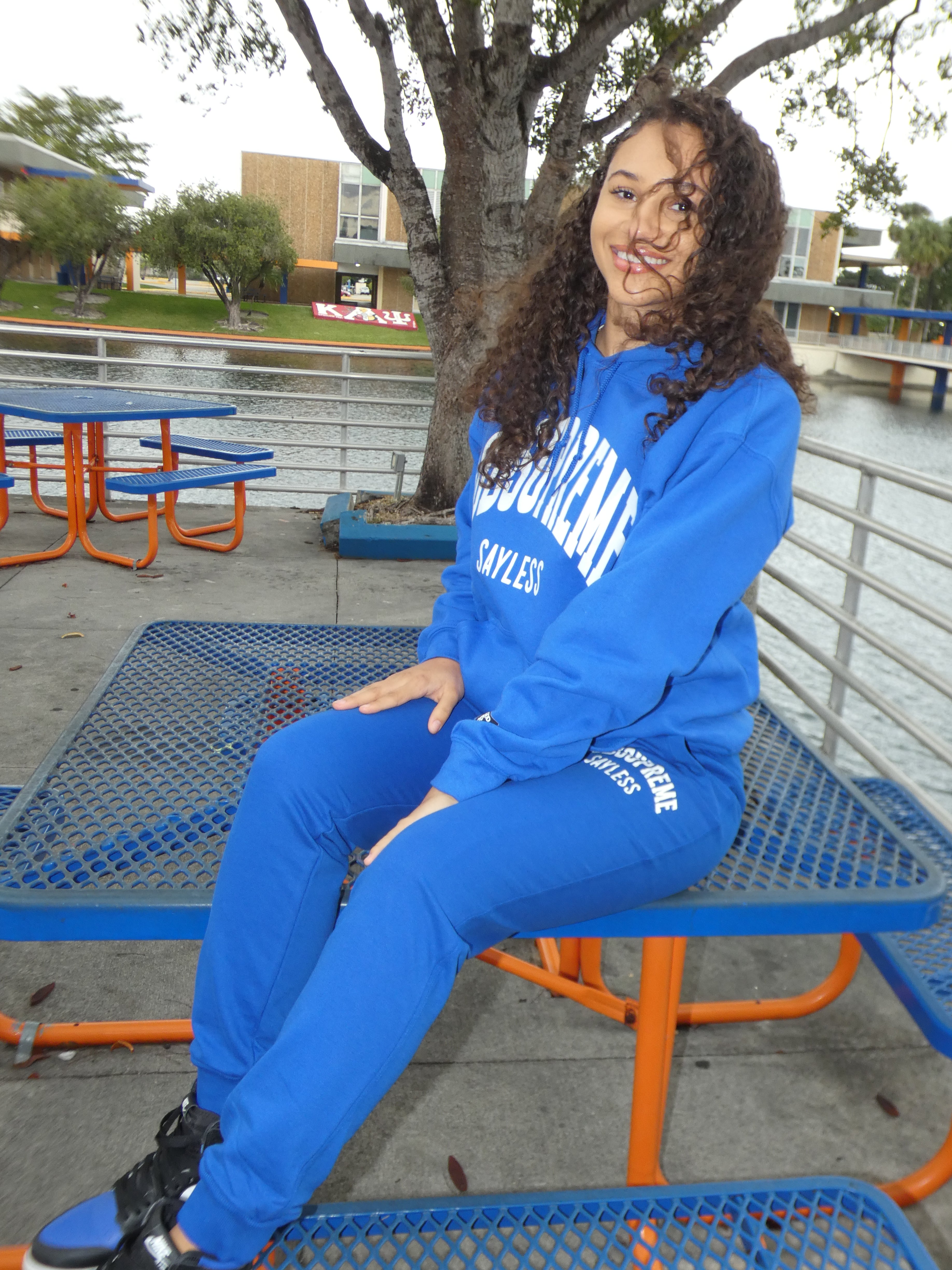 God is Supreme Sayless /Christian White and Royal Blue Hoodie