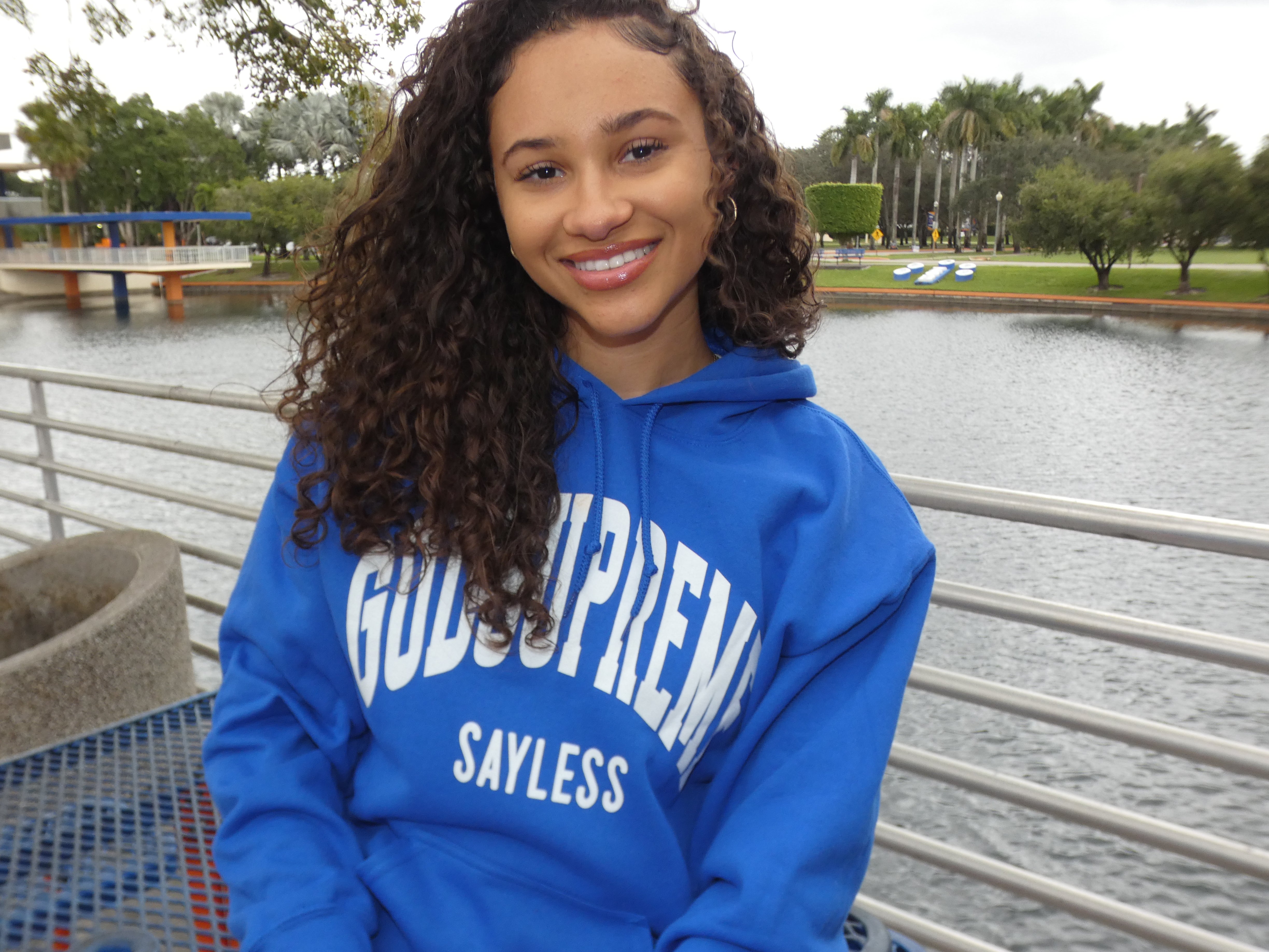 God is Supreme Sayless /Christian White and Royal Blue Hoodie