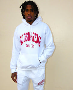 God is Supreme Sayless /Red and White Joggers