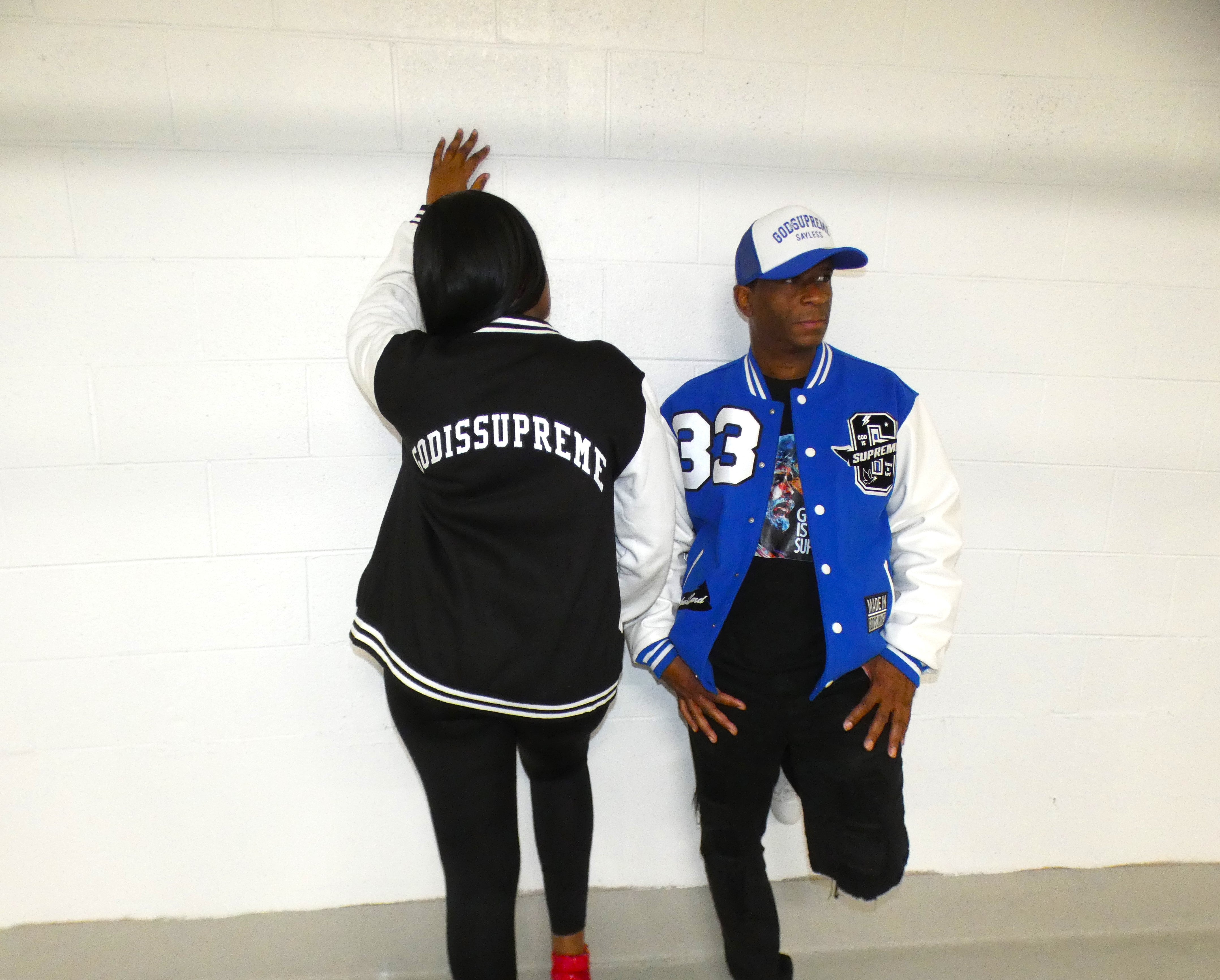 "G" 33 Supreme Black Varsity Letterman Jacket /White Sleeves