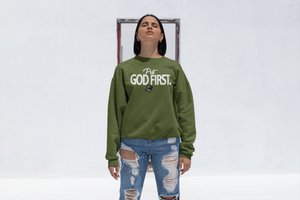 Put God First| Christian Green Sweatshirt