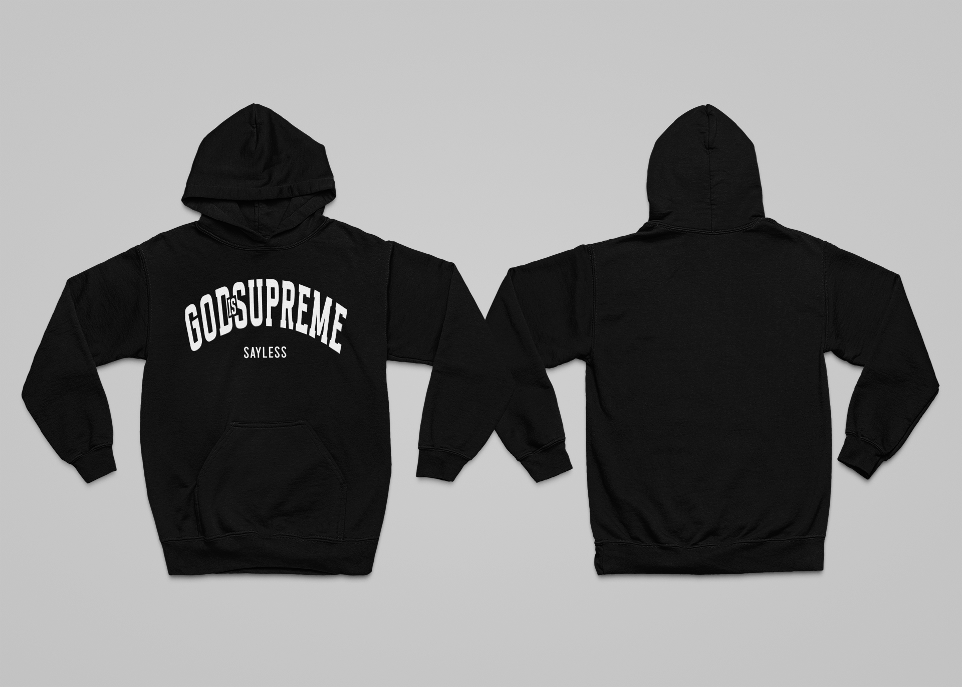 God is Supreme Sayless /Christian White and Black Hoodie