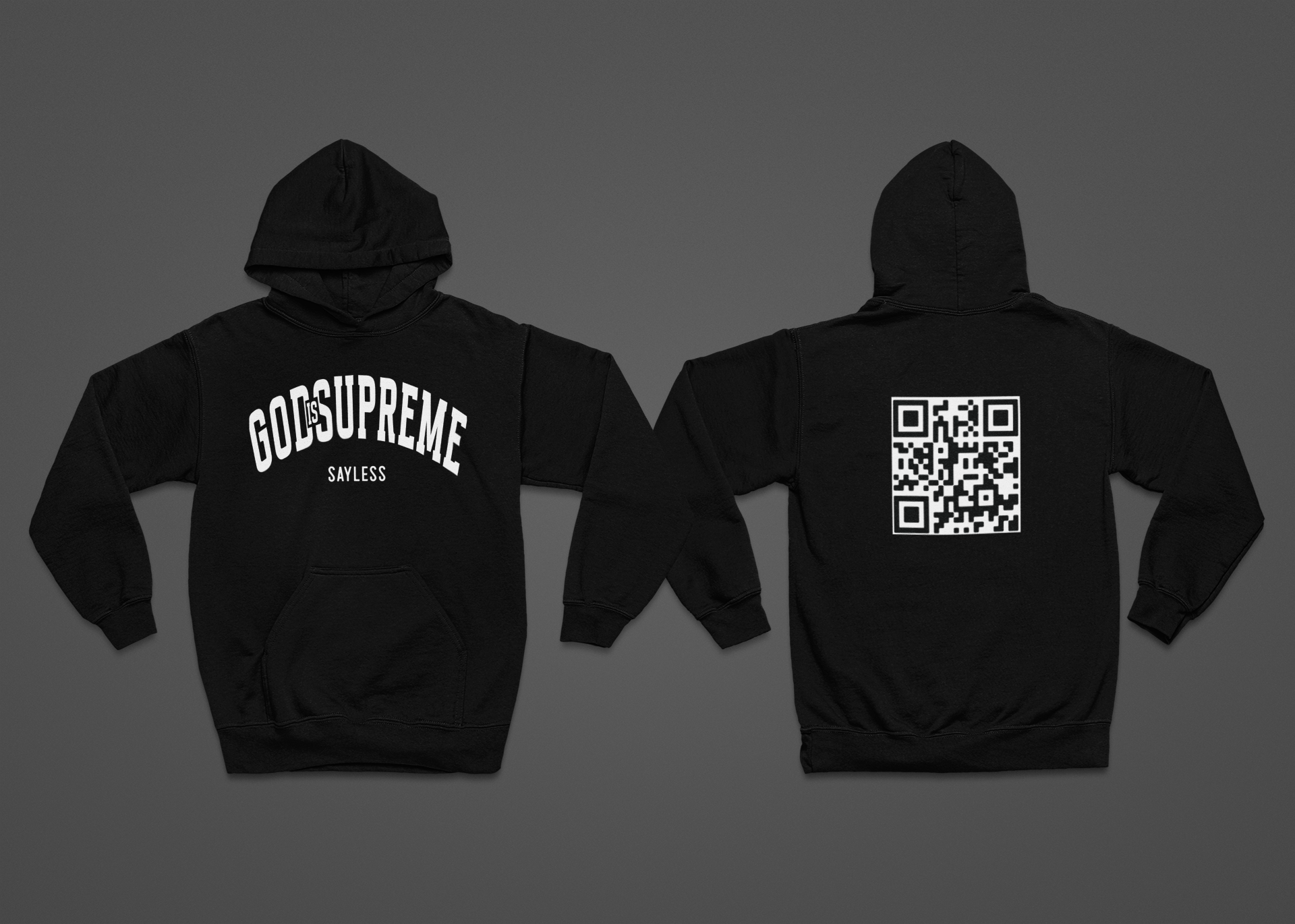 God is Supreme Sayless /Christian White and Black Hoodie