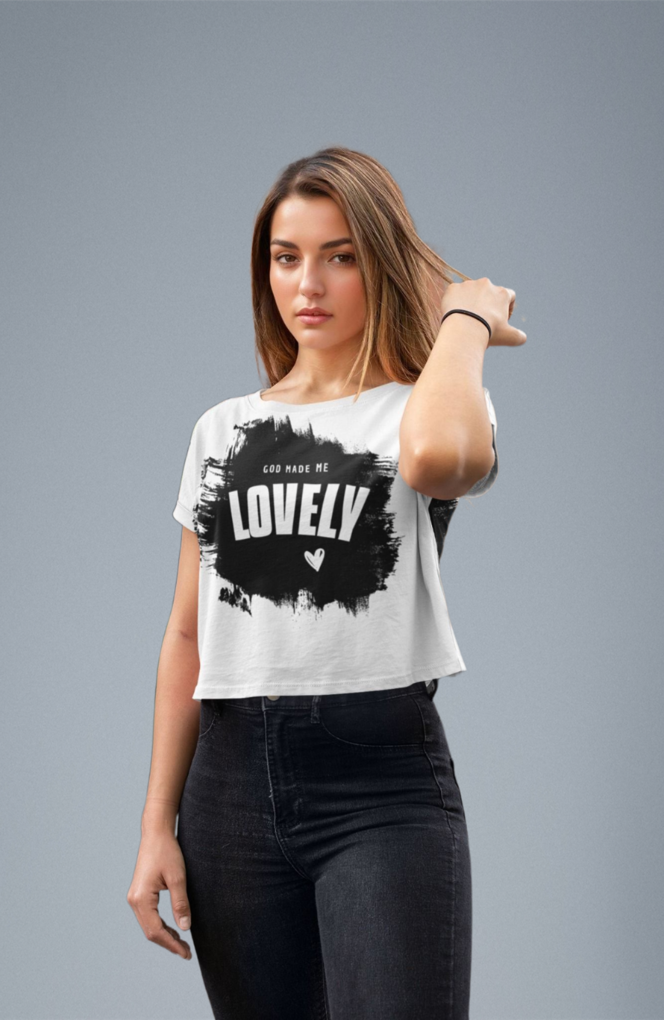 God Mad Me Lovely Women's Cropped Top (White)