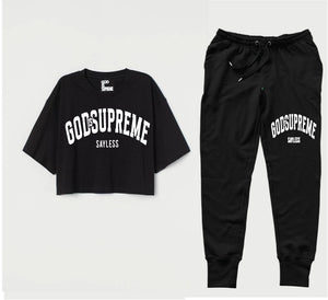 God is Supreme Saylees Black/White Joggers