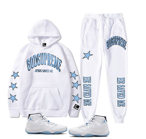 Jesus Saved Me Legend Baby Blue and Black Christian Hoodie Joggers Set