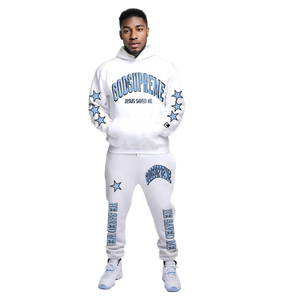 Jesus Saved Me Legend Baby Blue and White Christian Hoodie Joggers Set