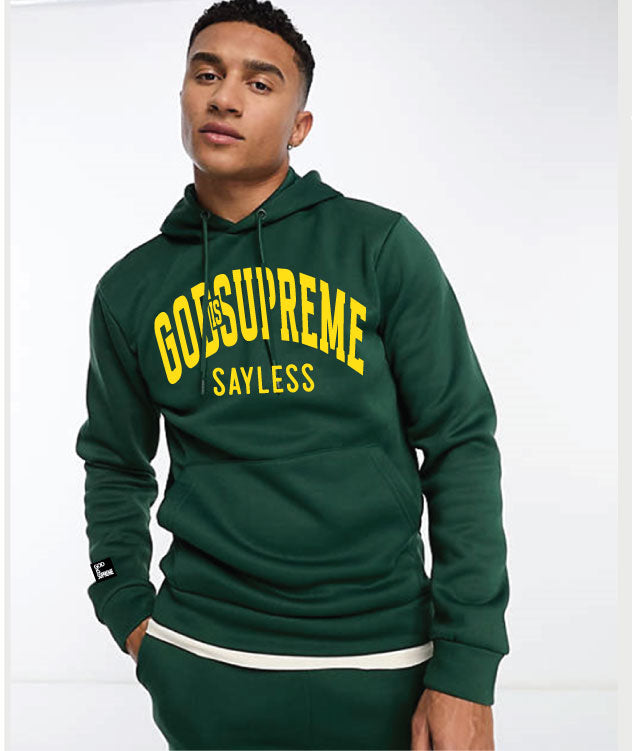 God is Supreme Sayless /Yellow and Green Hoodie Joggers Sets