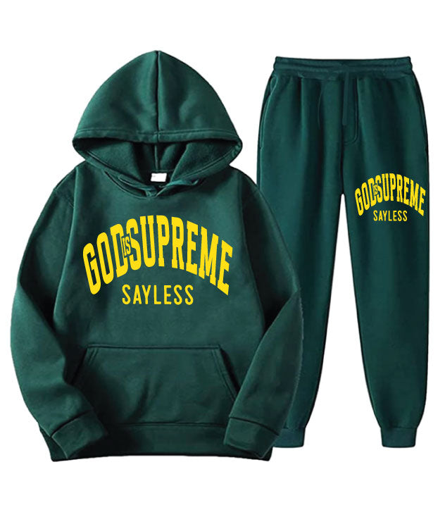 God is Supreme Sayless/Yellow and Green Hoodie Joggers Set