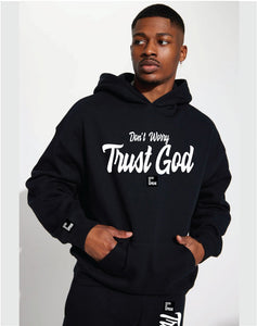 Trust God and Don't Worry/ Black Hoodie Joggers Set