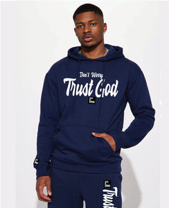 Trust God and Don't Worry/ Navy Hoodie Joggers Set