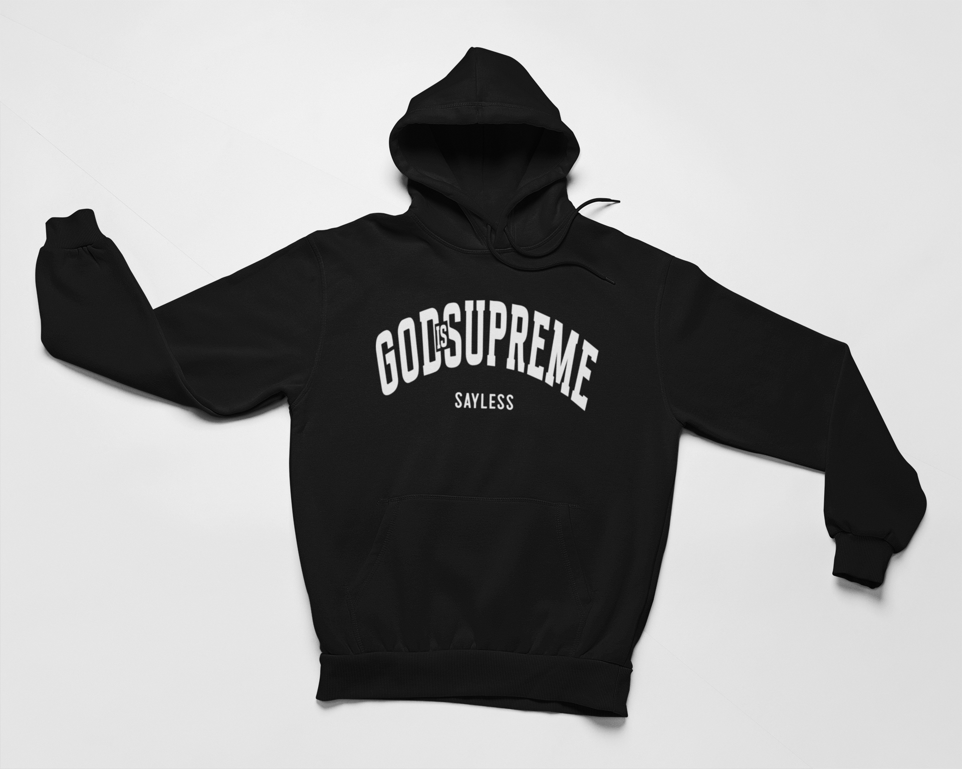 God is Supreme Sayless /Christian White and Black Hoodie