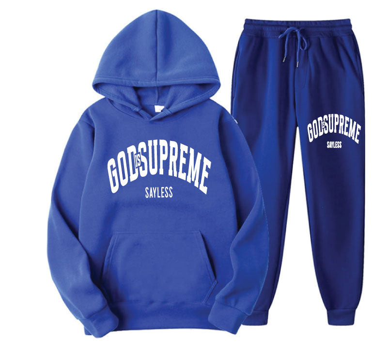 God is Supreme Sayless /White and Royal Blue Joggers