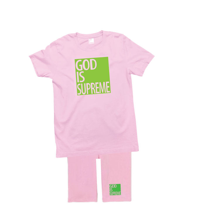 GIS Box Women's Pink with Green Biker Short Set