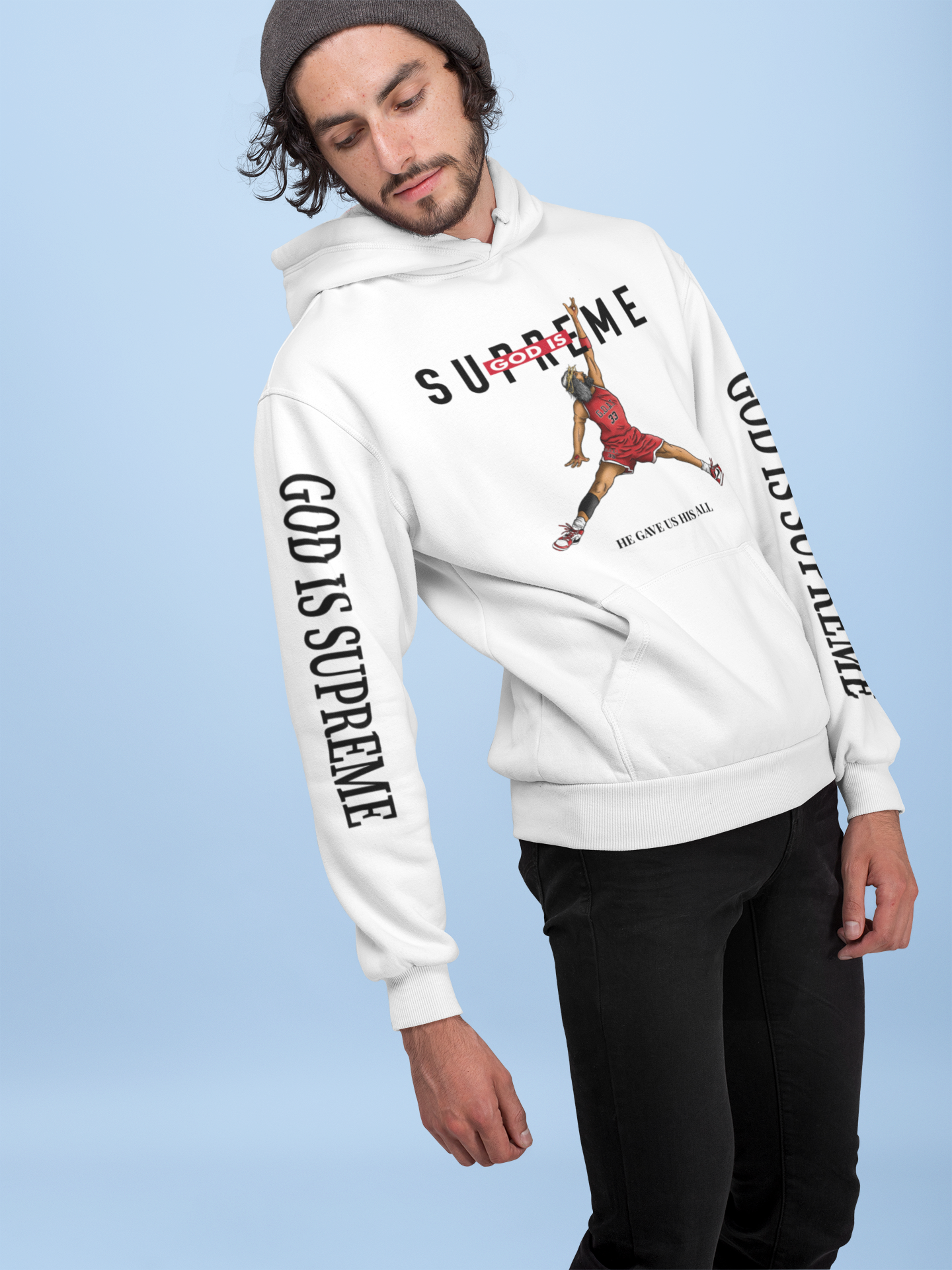 God Is Supreme Air Jesus Flight Black or White Hoodie