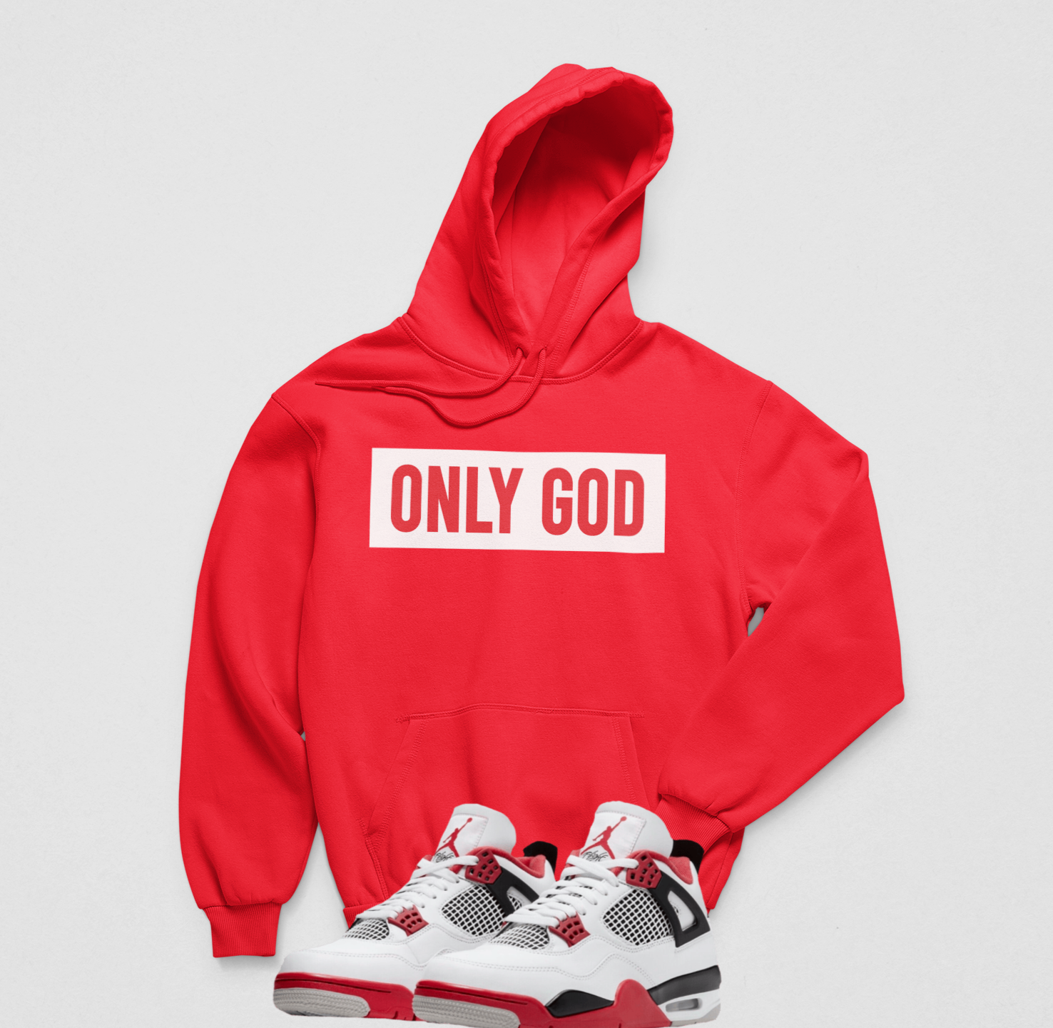 Only God (White Print) Red Hoodie