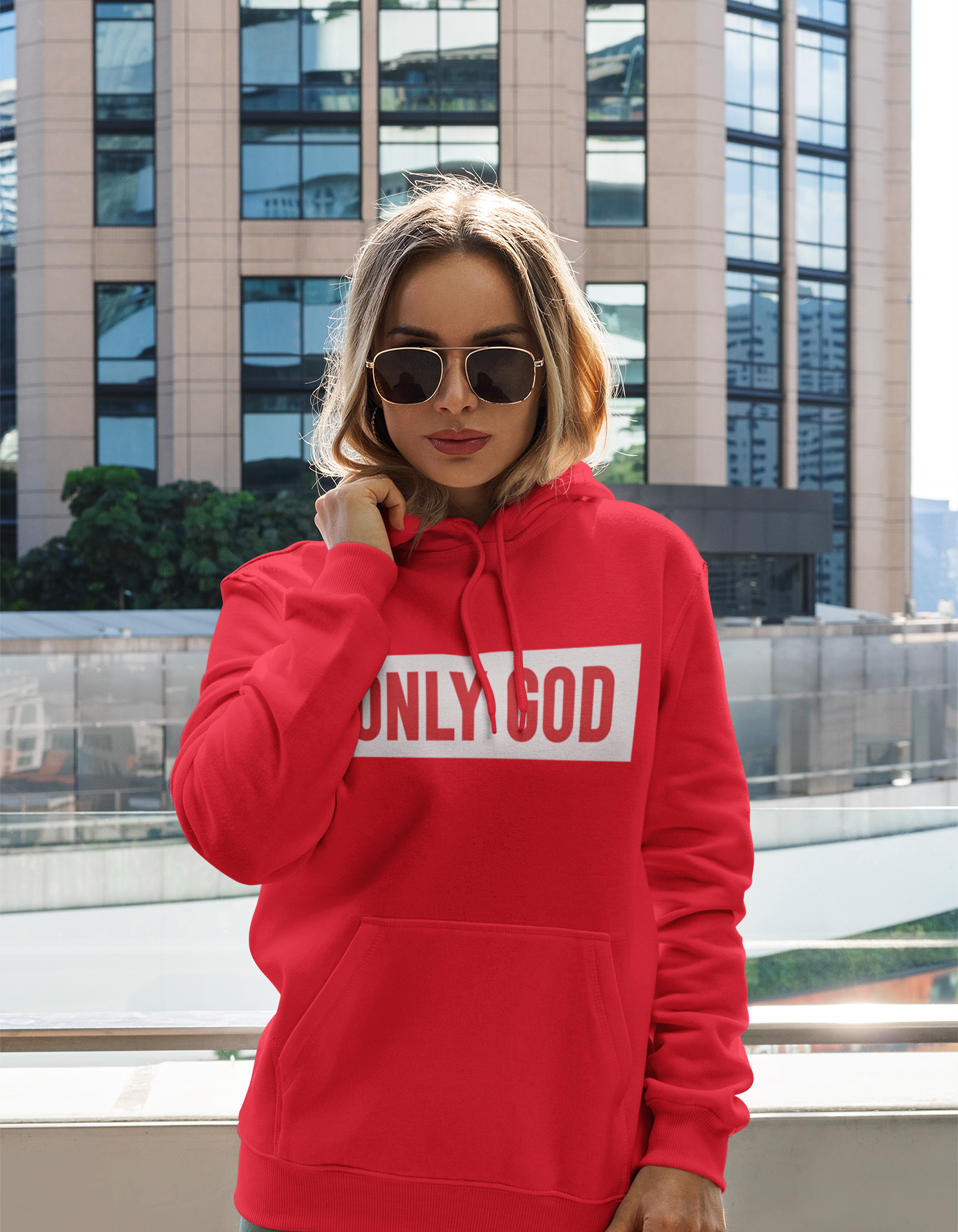 Only God (White Print) Red Hoodie