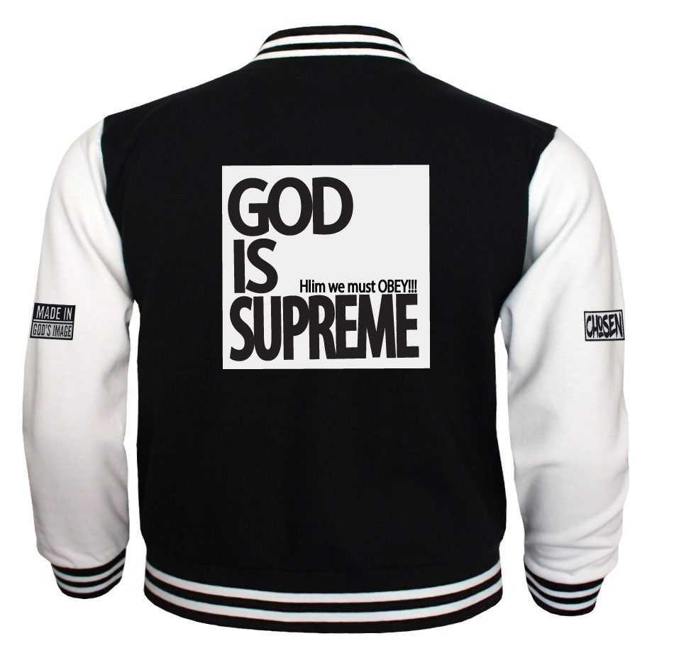 God is Supreme Women's Red Varsity Jacket Lightweight Crop Bomber Jacket