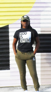 God is Supreme White Big Box Logo /Black T-shirt