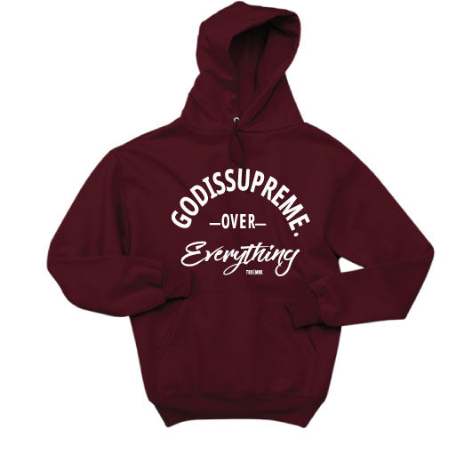 God is Supreme Over Everything Maroon Hoodie - God Is Supreme 