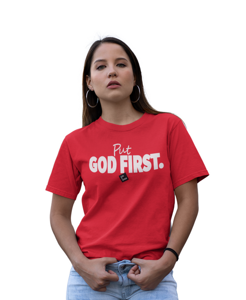 Put God First With Box/ Red Long Sleeves Sweatshirt – God Is Supreme